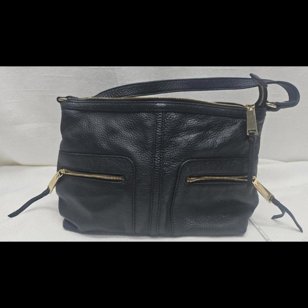 Vintage Tommy Hilfiger Black Leather Hand Bag Shoulder Bag Purse - Picture 4 of 9